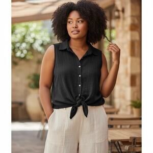 Terra & Sky Sz 2X Gauze Sleeveless Boho Prairie Festival Western Blouse Rodeo